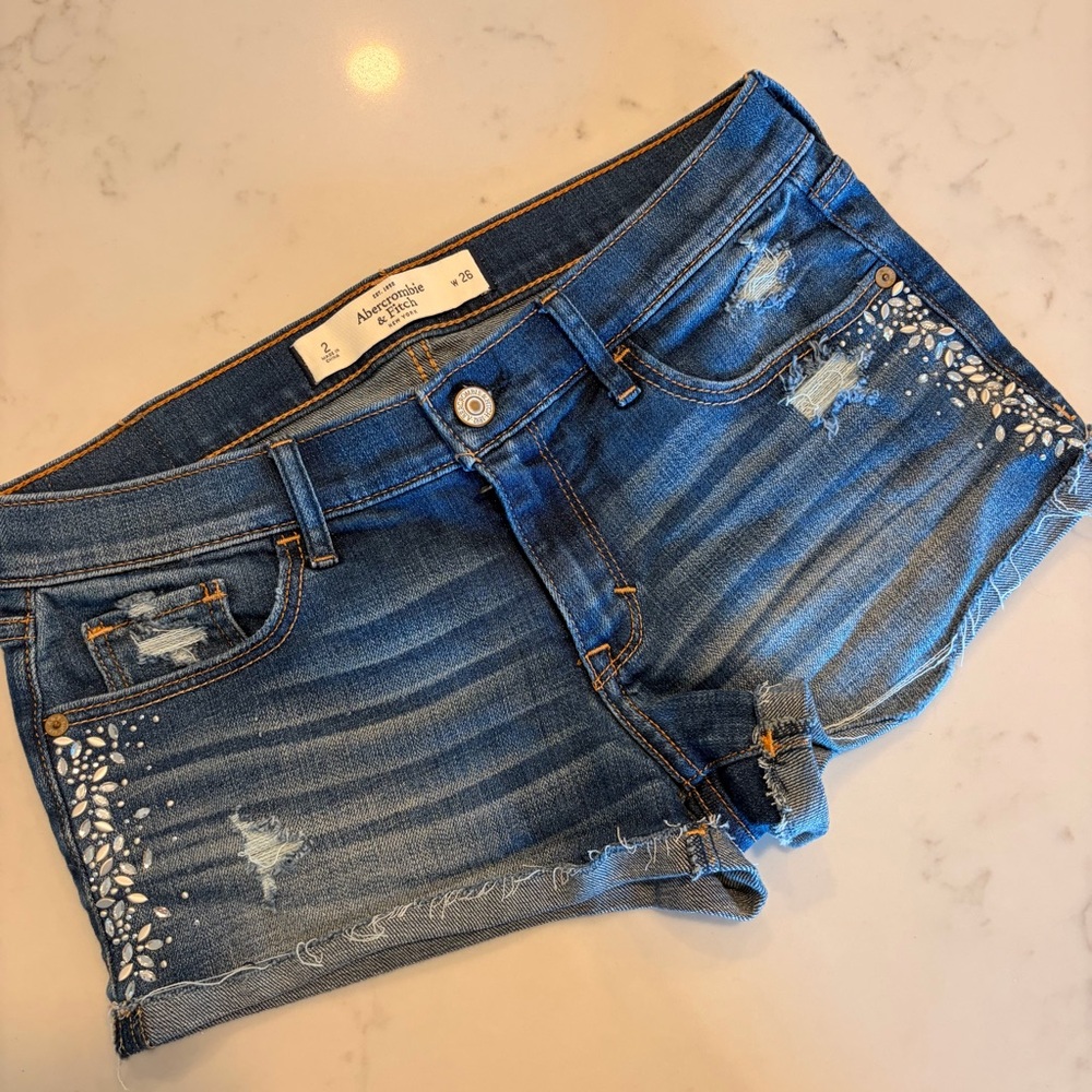 Abercrombie & Fitch Rhinestone Detail Denim Shorts 2